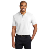 Reid St Port Authority Tall Stain Resistant Polo Long Sleeve Custom Embroidered TLK510 Wh