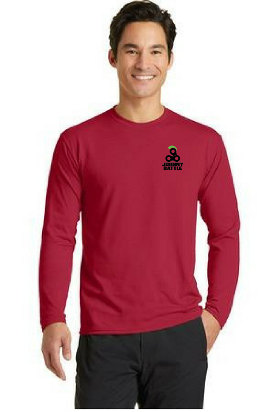 Port Company Long Sleeve Performance Tee Custom Embroidered PC381LS Red