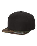 Yupoong Wool Bland Flat Bill Snapback Hat Custom Embroidered 6089M Camo Black