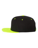 Yupoong Wool Bland Flat Bill Snapback Hat Custom Embroidered 6089M Black Neon Green