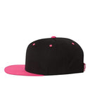 Yupoong Wool Bland Flat Bill Snapback Hat Custom Embroidered 6089M BLack Neon Pink