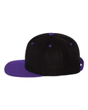Yupoong Wool Bland Flat Bill Snapback Hat Custom Embroidered 6089M Black Purple