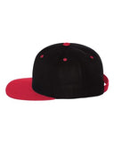 Yupoong Wool Bland Flat Bill Snapback Hat Custom Embroidered 6089M Black Red
