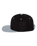 Yupoong Wool Bland Flat Bill Snapback Hat Custom Embroidered 6089M Black Silver