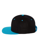 Yupoong Wool Bland Flat Bill Snapback Hat Custom Embroidered 6089M Black Teal