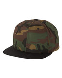 Yupoong Wool Bland Flat Bill Snapback Hat Custom Embroidered 6089M Camo Black