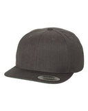Yupoong Wool Bland Flat Bill Snapback Hat Custom Embroidered 6089M Dark Heather
