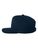 Yupoong Wool Bland Flat Bill Snapback Hat Custom Embroidered 6089M Dark Navy