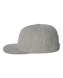 Yupoong Wool Bland Flat Bill Snapback Hat Custom Embroidered 6089M Heather Grey