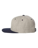 Yupoong Wool Bland Flat Bill Snapback Hat Custom Embroidered 6089M Heather Grey Navy