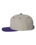 Yupoong Wool Bland Flat Bill Snapback Hat Custom Embroidered 6089M Heather Grey Pruple