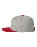 Yupoong Wool Bland Flat Bill Snapback Hat Custom Embroidered 6089M Heather Grey Ree
