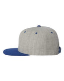 Yupoong Wool Bland Flat Bill Snapback Hat Custom Embroidered 6089M Heather Grey Royal