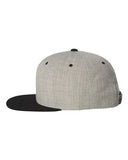Yupoong Wool Bland Flat Bill Snapback Hat Custom Embroidered 6089M Heather Grey Black