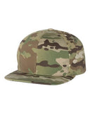 Yupoong Wool Bland Flat Bill Snapback Hat Custom Embroidered 6089M Multicam Green