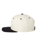 Yupoong Wool Bland Flat Bill Snapback Hat Custom Embroidered 6089M NAtural Black
