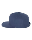 Yupoong Wool Bland Flat Bill Snapback Hat Custom Embroidered 6089M NAvy 