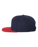 Yupoong Wool Bland Flat Bill Snapback Hat Custom Embroidered 6089M NAvy Re