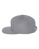 Yupoong Wool Bland Flat Bill Snapback Hat Custom Embroidered 6089M Silver