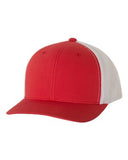 Yupoong Retro Trucker Hat Custom Embroidered 6606 Red White