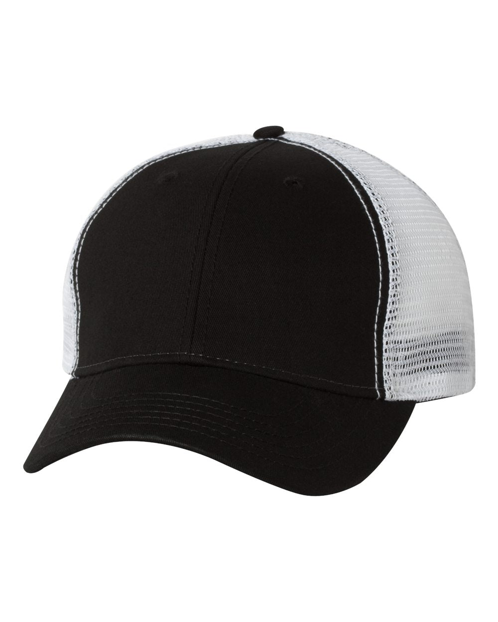 Staff Baseball Hat Embroidered Mesh Trucker Cap (Black & White)