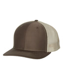 Richardson Trucker Brown Khaki Hat Custom Embroidered 112