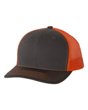 Richardson Trucker Charcoal Orange Hat Custom Embroidered 112