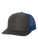 Richardson Trucker Charcoal Royal Hat Custom Embroidered 112