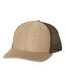 Richardson Trucker Khaki Brown Hat Custom Embroidered 112