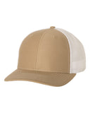 Richardson Trucker Khaki White Hat Custom Embroidered 112