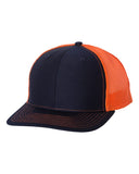 Richardson Trucker Navy Orange Hat Custom Embroidered 112