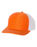 Richardson Trucker Orange White Hat Custom Embroidered 112