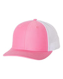 Richardson Trucker Pink White Hat Custom Embroidered 112
