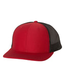 Richardson Trucker Red Black Hat Custom Embroidered 112